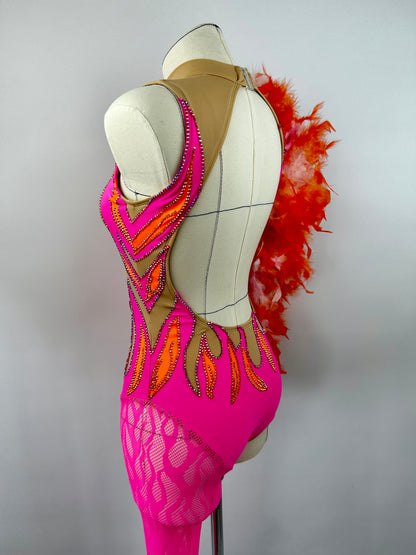 Pink & Orange Flame bodysuit