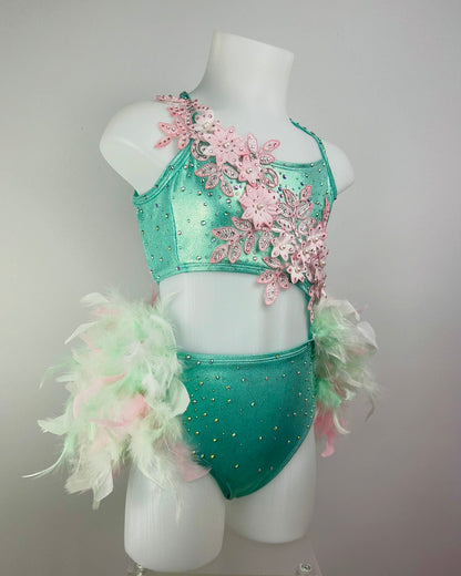 Mint Shine & Pink Feather Show Costume