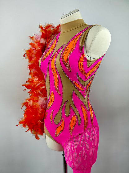 Pink & Orange Flame bodysuit