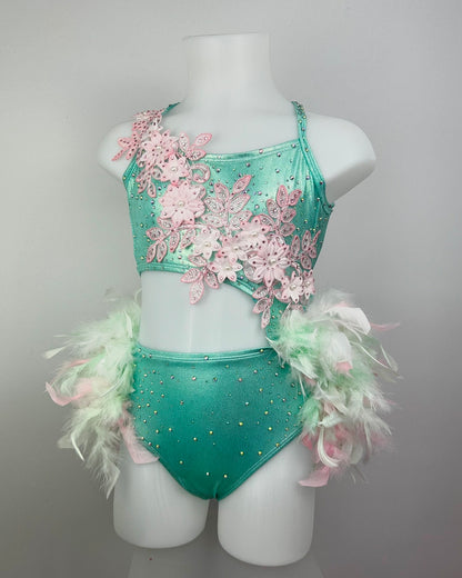 Mint Shine & Pink Feather Show Costume