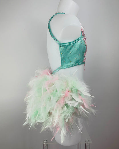 Mint Shine & Pink Feather Show Costume