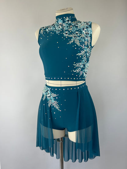 Petrol Blue Floral two piece