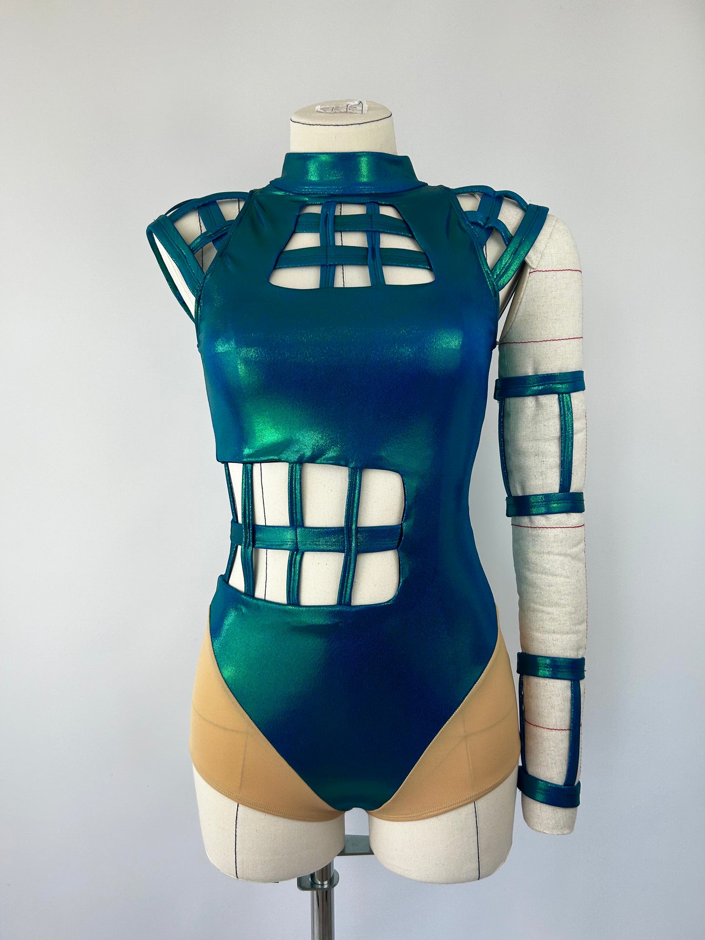 Blue/Green Shine Cage Leotard