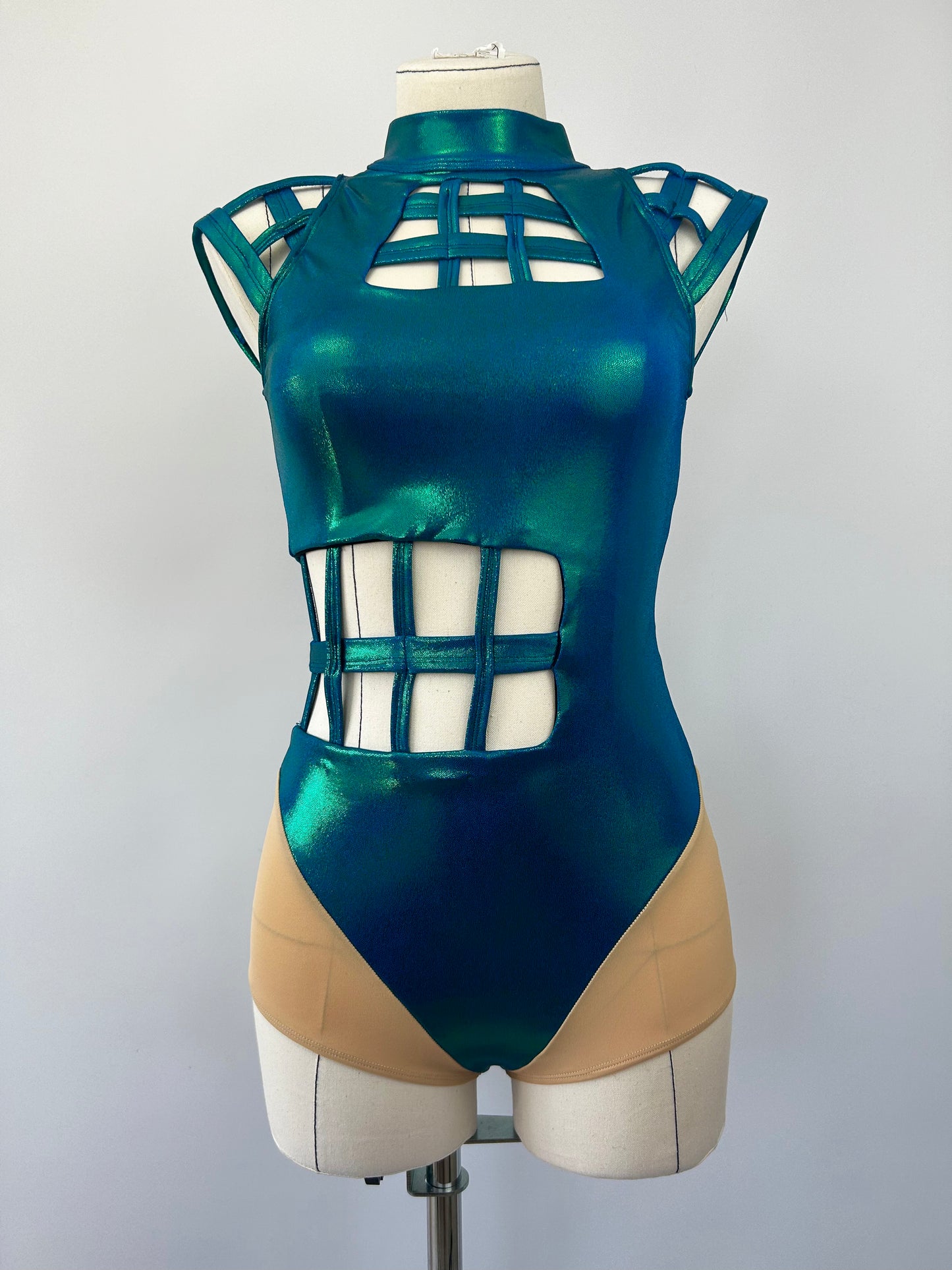 Blue/Green Shine Cage Leotard