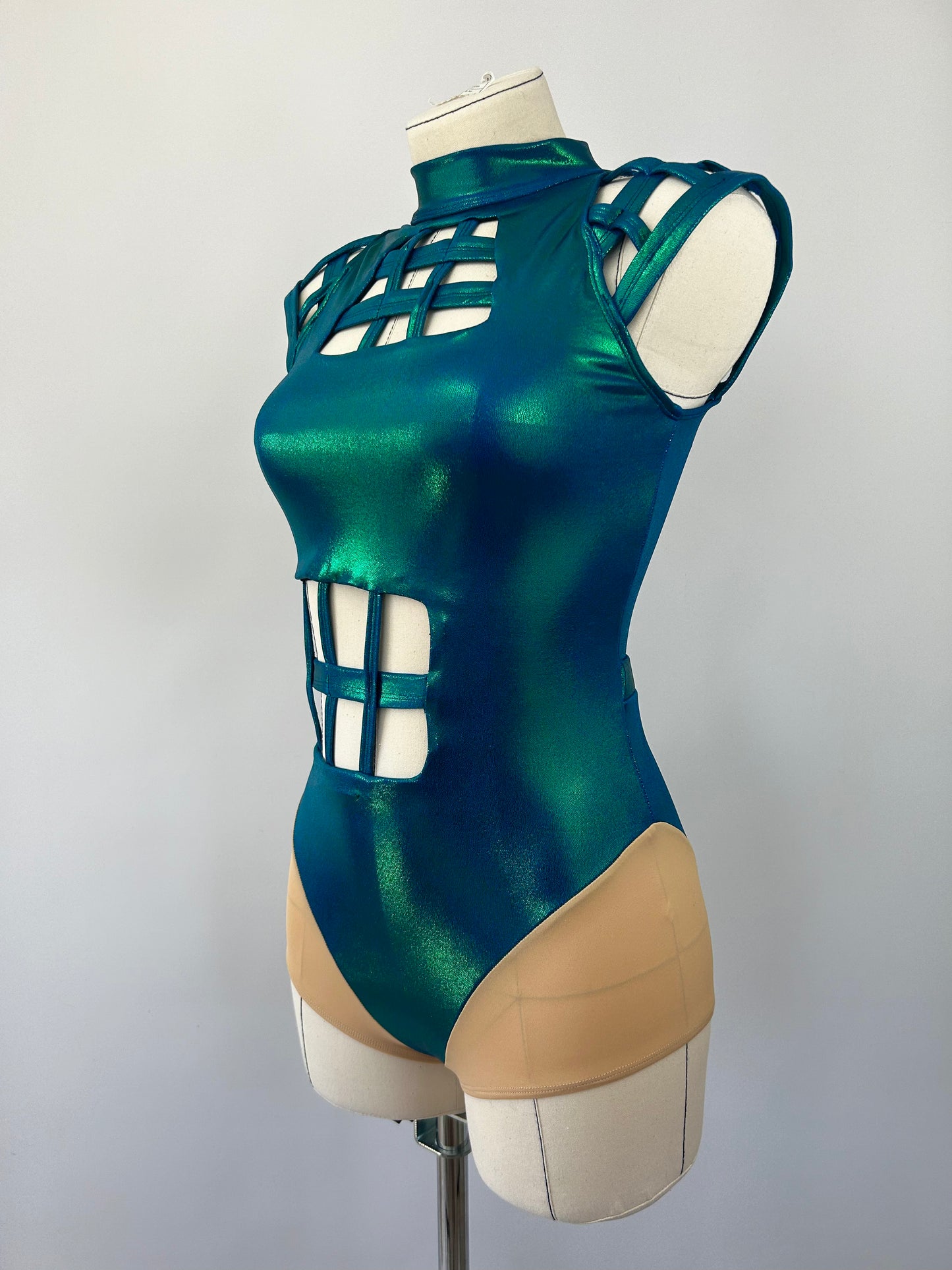 Blue/Green Shine Cage Leotard