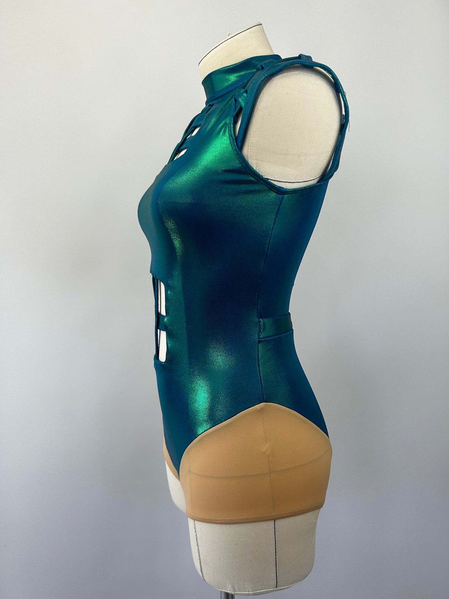 Blue/Green Shine Cage Leotard