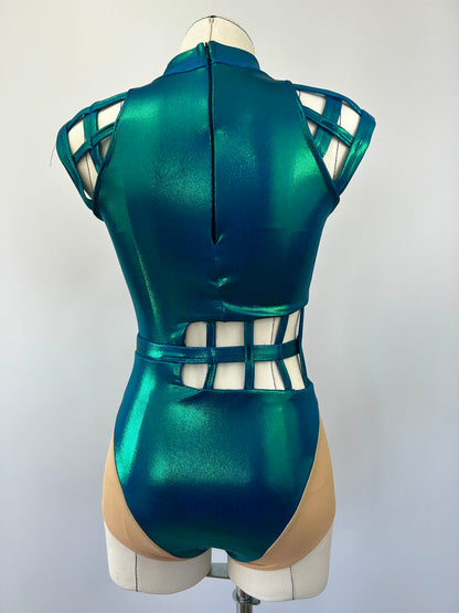 Blue/Green Shine Cage Leotard