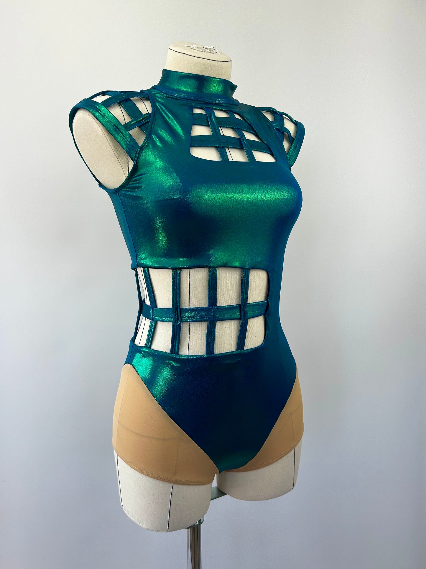 Blue/Green Shine Cage Leotard