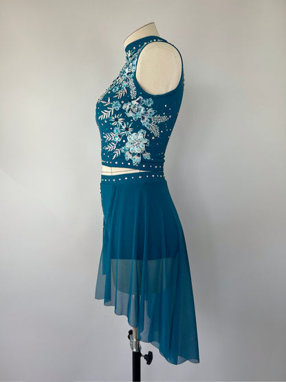 Petrol Blue Floral two piece