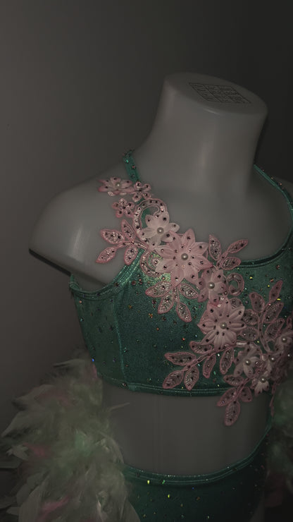 Mint Shine & Pink Feather Show Costume